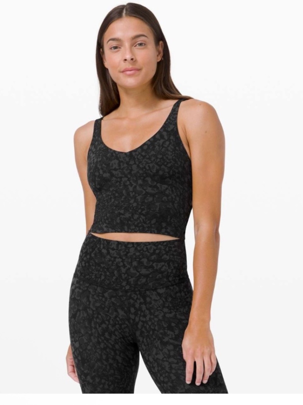 Lululemon Align Tank Top Wild Thing Camo Black Nulu Cropped Built-in Bra Yoga 12